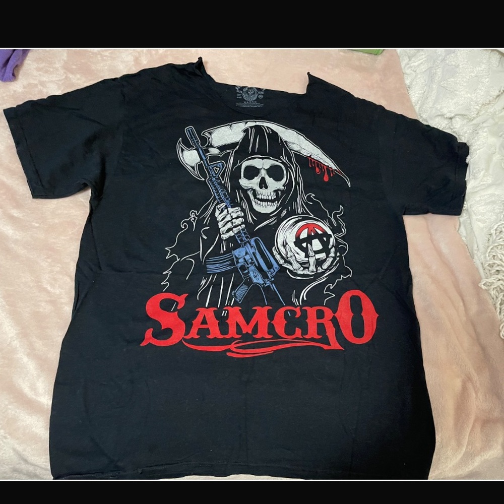 MENS SAMCRO (SONS OF ANARCHY) BIKER BLACK T-SHIRT